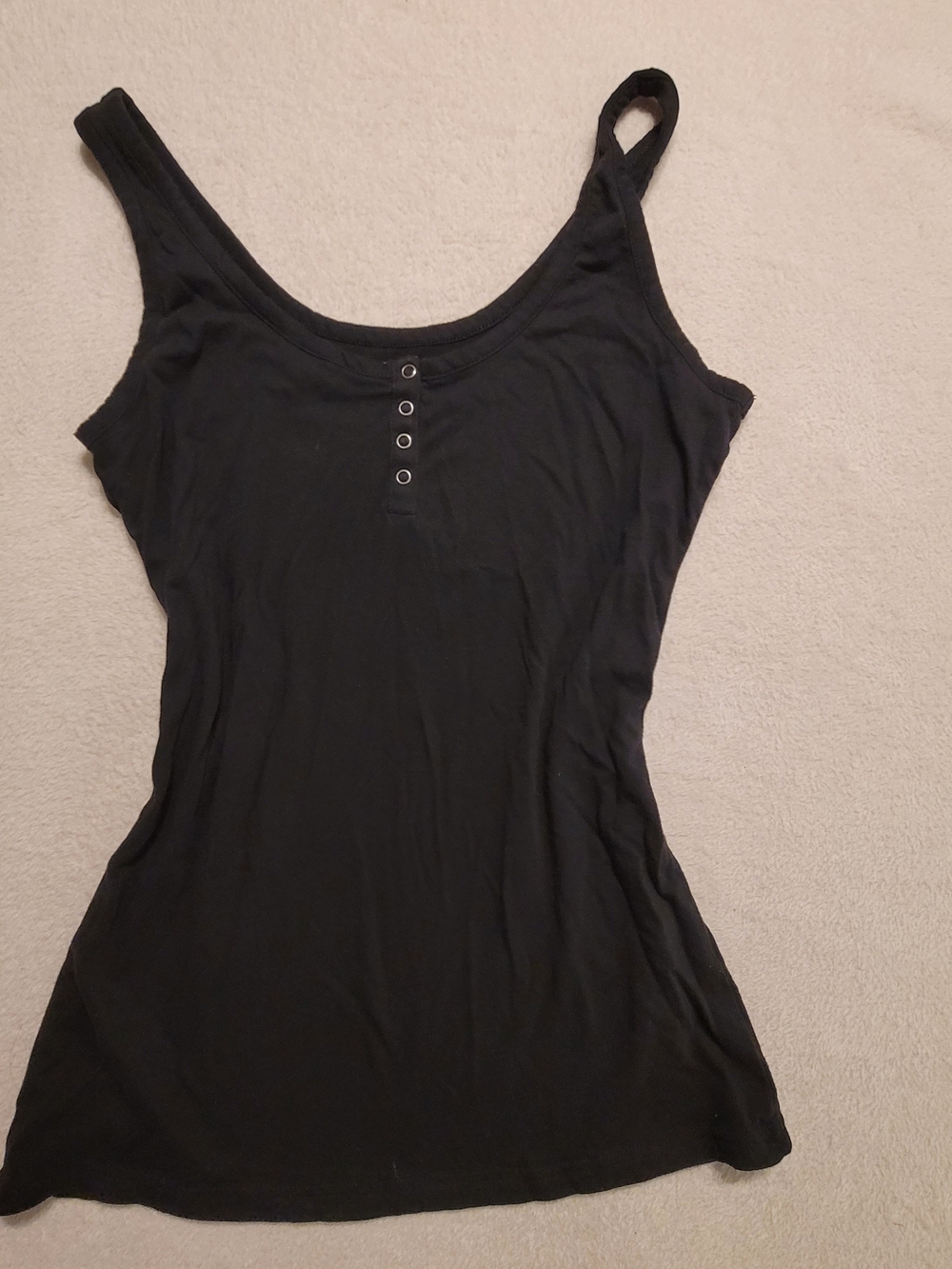 OP Black Scoop Neck Henley Tank Top